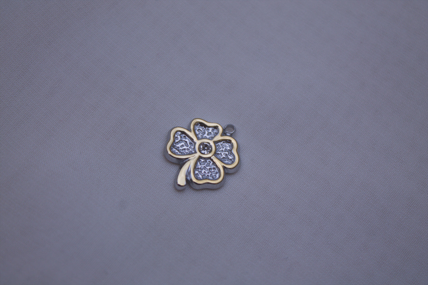 Silver Gold Clover Charm
