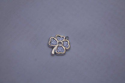 Silver Gold Clover Charm