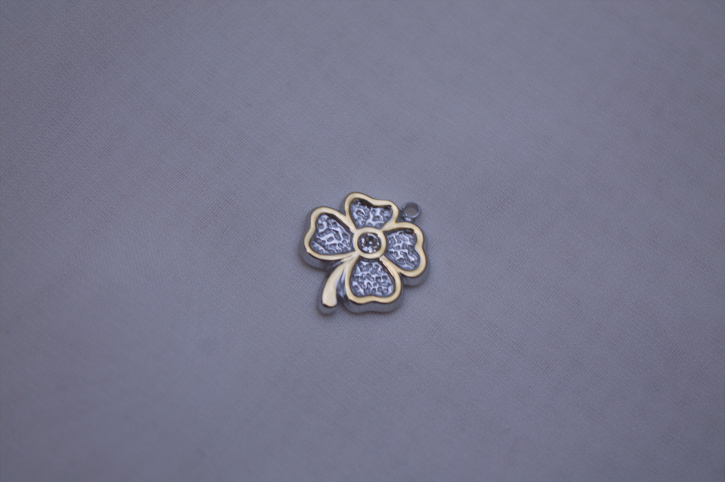 Silver Gold Clover Charm