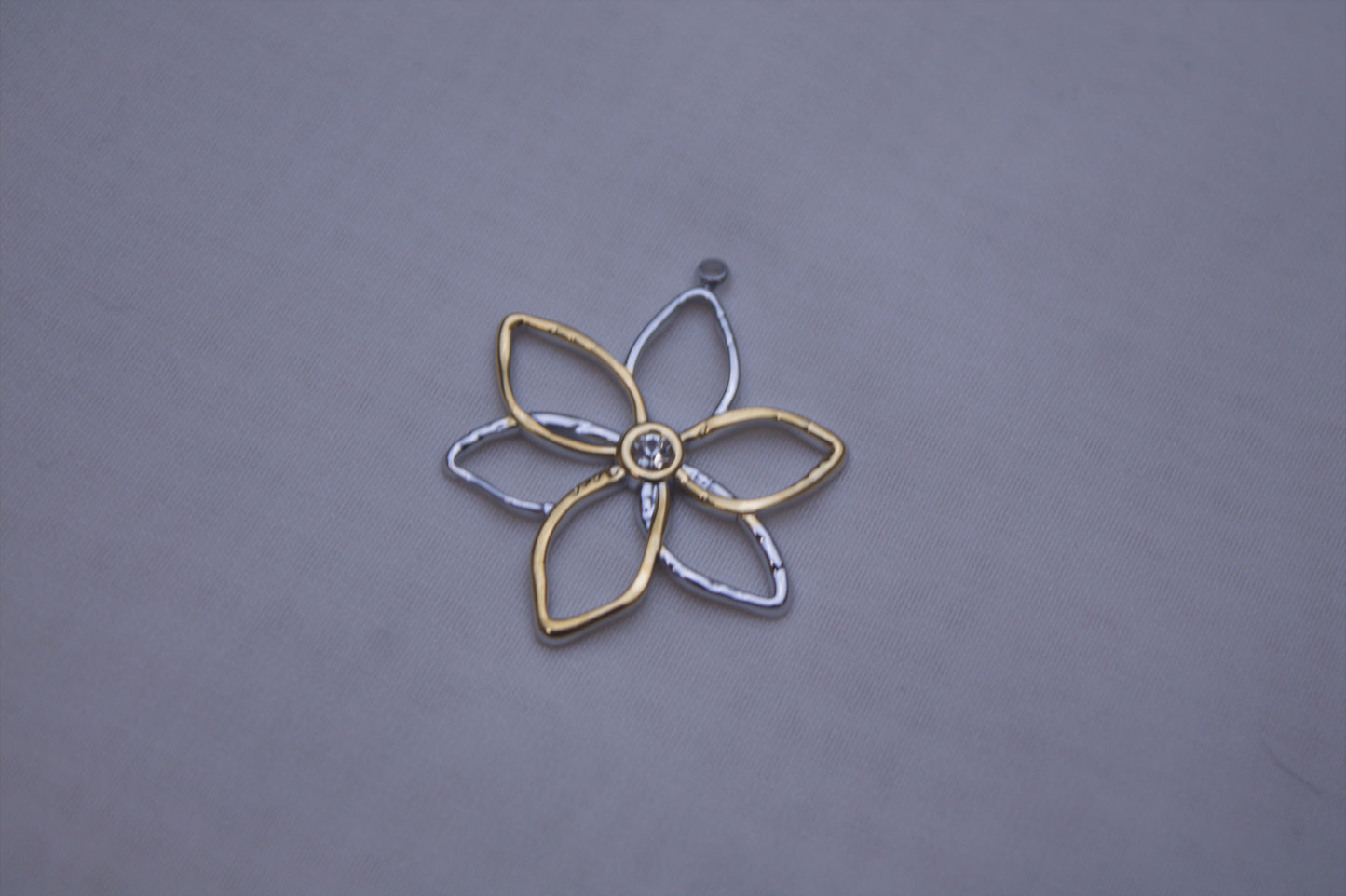 Silver Gold Flower Outline Charm