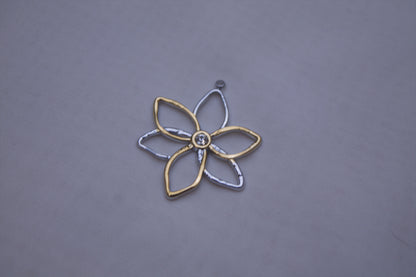 Silver Gold Flower Outline Charm