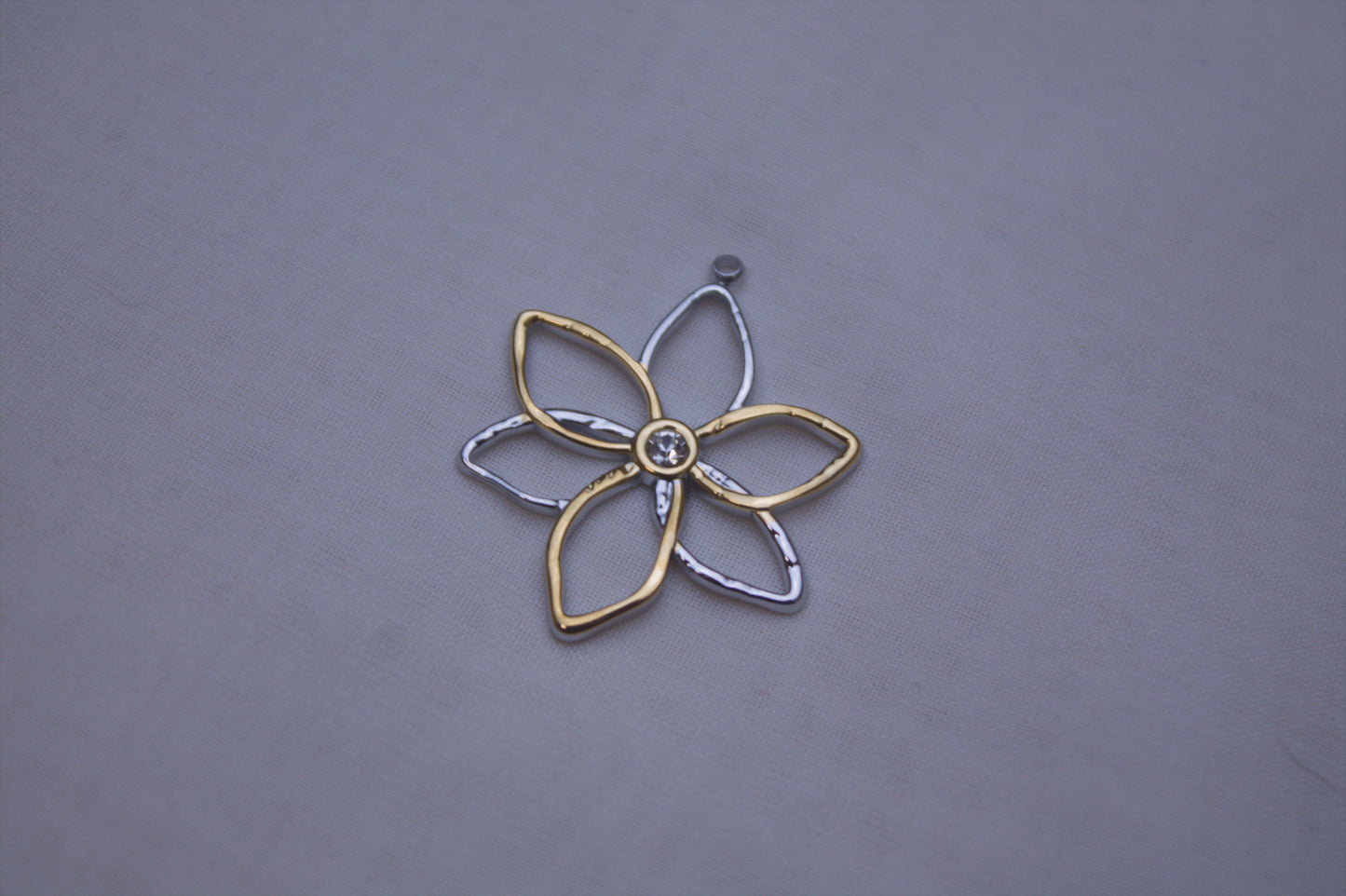 Silver Gold Flower Outline Charm