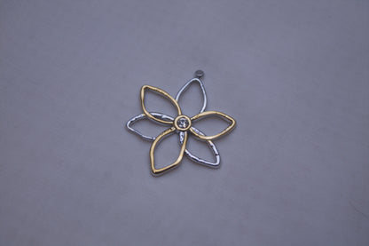 Silver Gold Flower Outline Charm