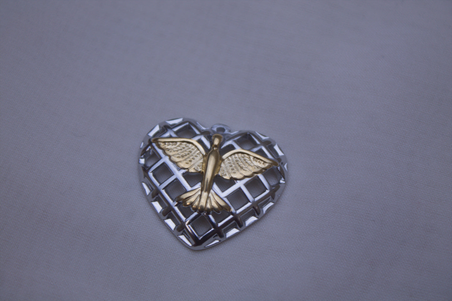 Silver Gold Dove Heart Charm