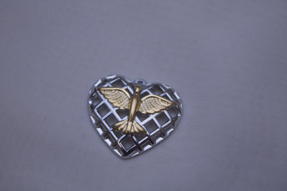 Silver Gold Dove Heart Charm