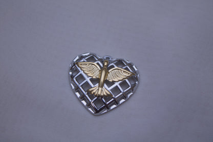 Silver Gold Dove Heart Charm