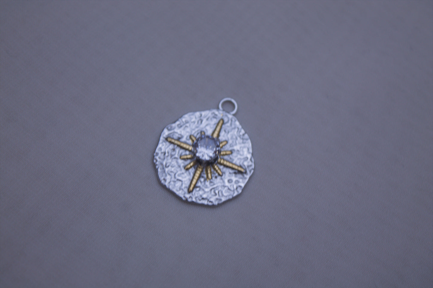 Silver Gold Sunburst Medallion Charm