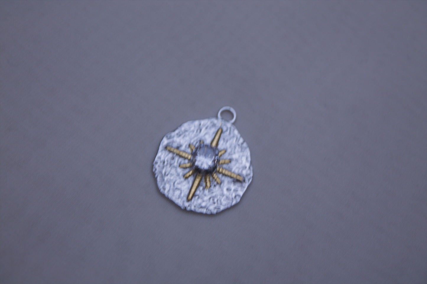 Silver Gold Sunburst Medallion Charm