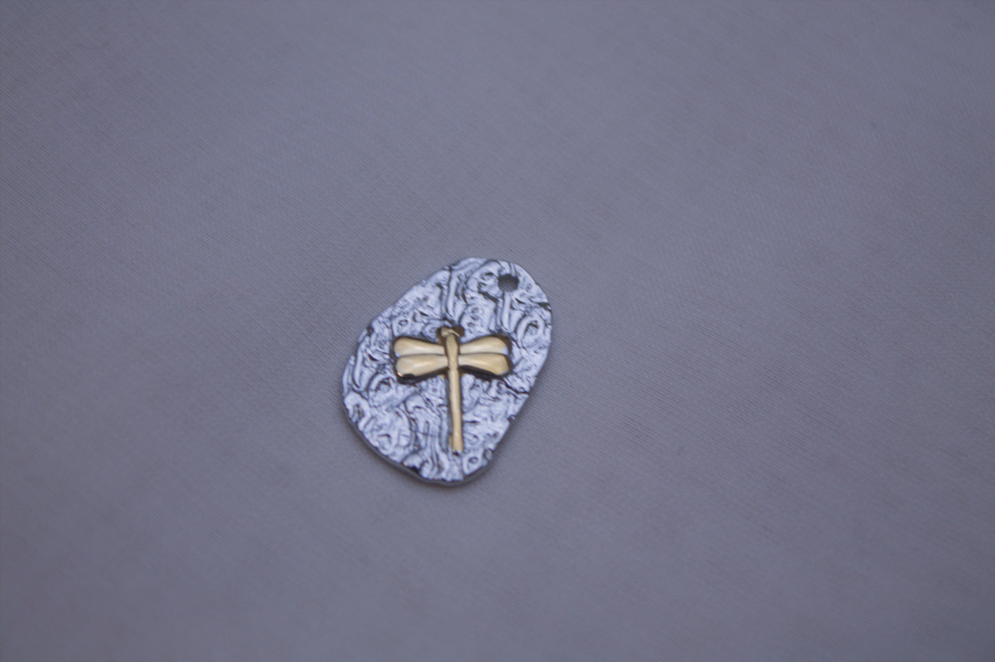 Silver Gold Dragonfly Tag Charm