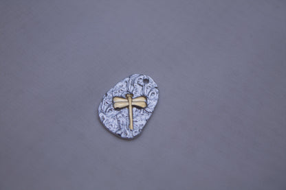 Silver Gold Dragonfly Tag Charm