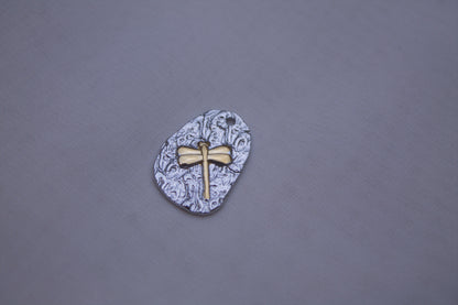 Silver Gold Dragonfly Tag Charm