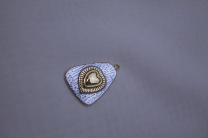 Silver Gold Heart Shield Charm