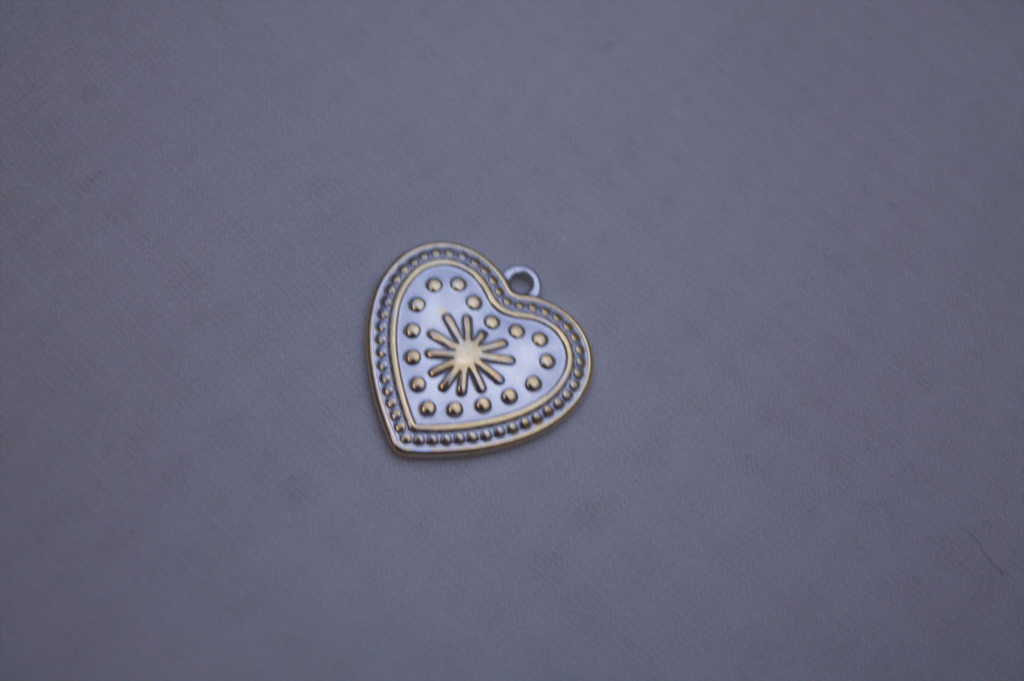 White Enamel Heart Charm