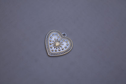 White Enamel Heart Charm
