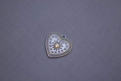 White Enamel Heart Charm