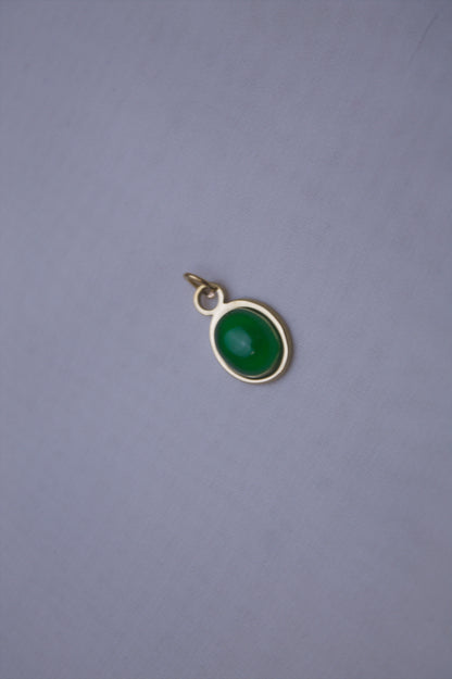 Green Gemstone Oval Charm