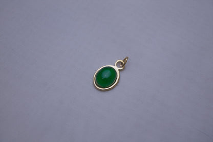 Green Gemstone Oval Charm