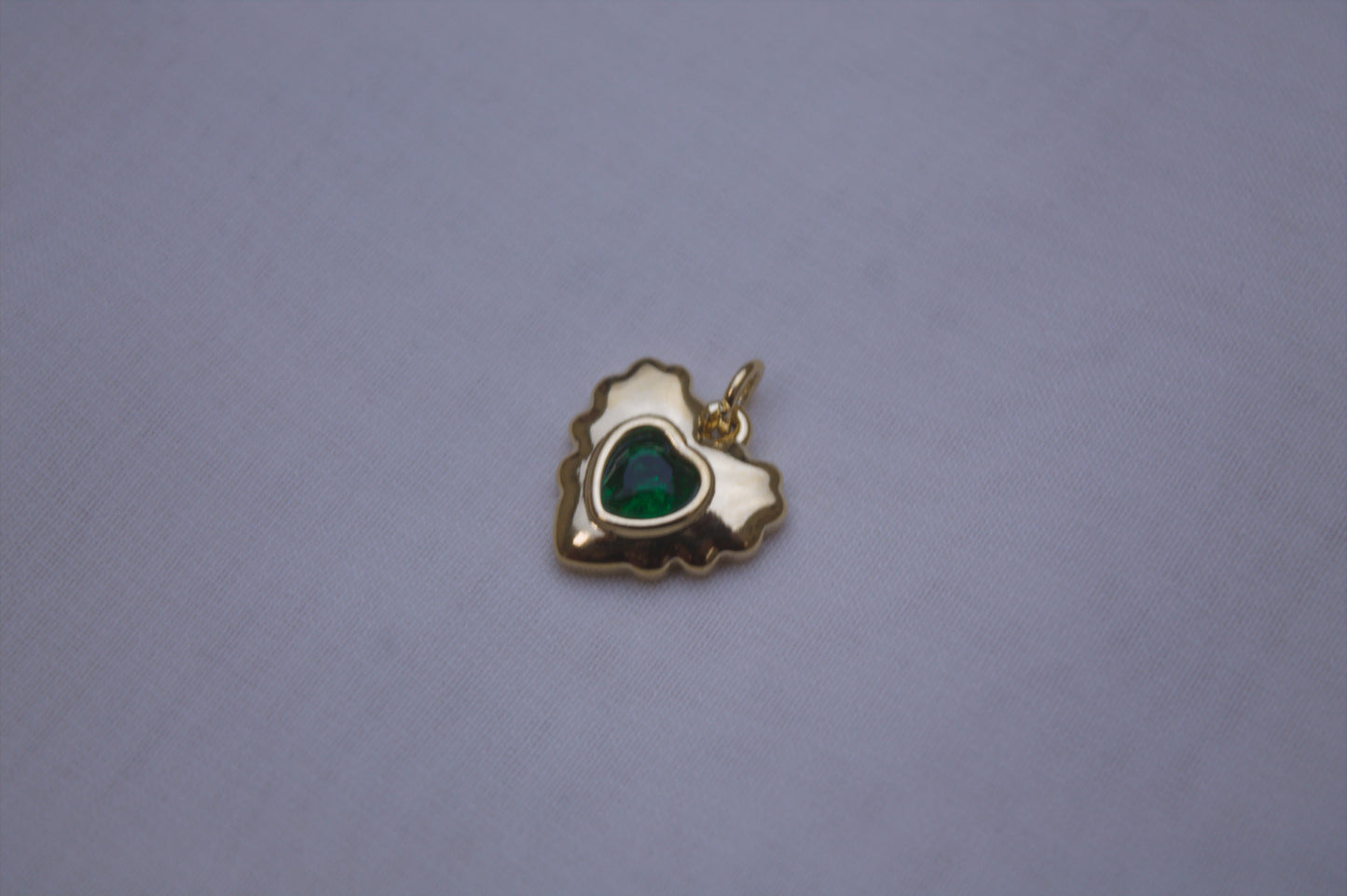 Green Gemstone Heart Charm