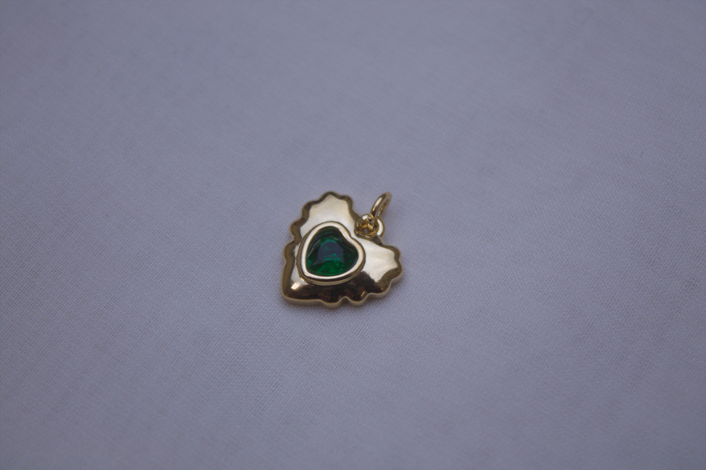 Green Gemstone Heart Charm
