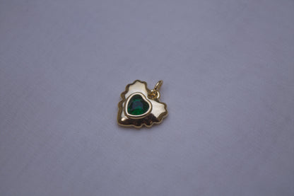 Green Gemstone Heart Charm
