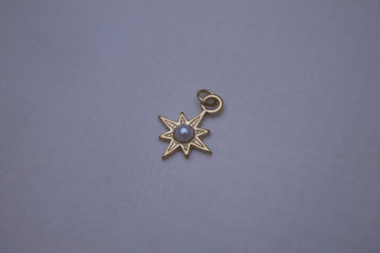 Gold Pearl Star Charm