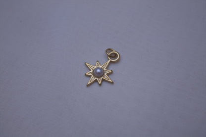 Gold Pearl Star Charm