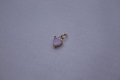 Pink Gemstone Heart Charm