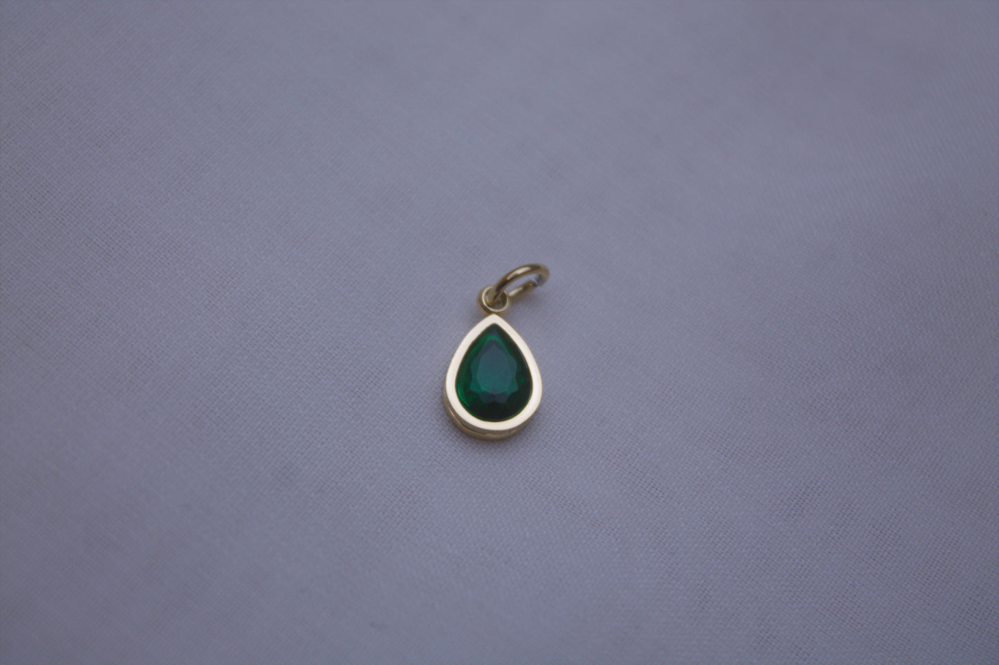 Green Gemstone Teardrop Charm