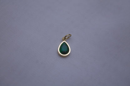 Green Gemstone Teardrop Charm