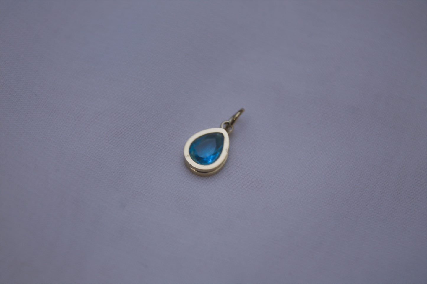 Blue Gemstone Teardrop Charm