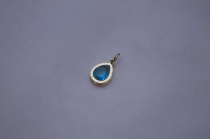 Blue Gemstone Teardrop Charm