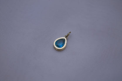 Blue Gemstone Teardrop Charm