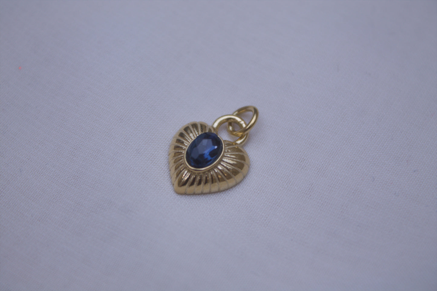 Blue Gemstone Gold Heart Charm