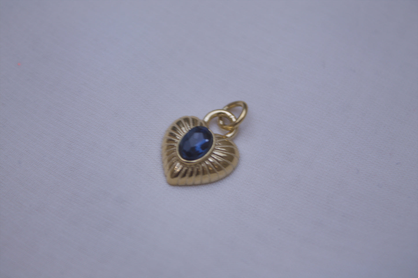 Blue Gemstone Gold Heart Charm