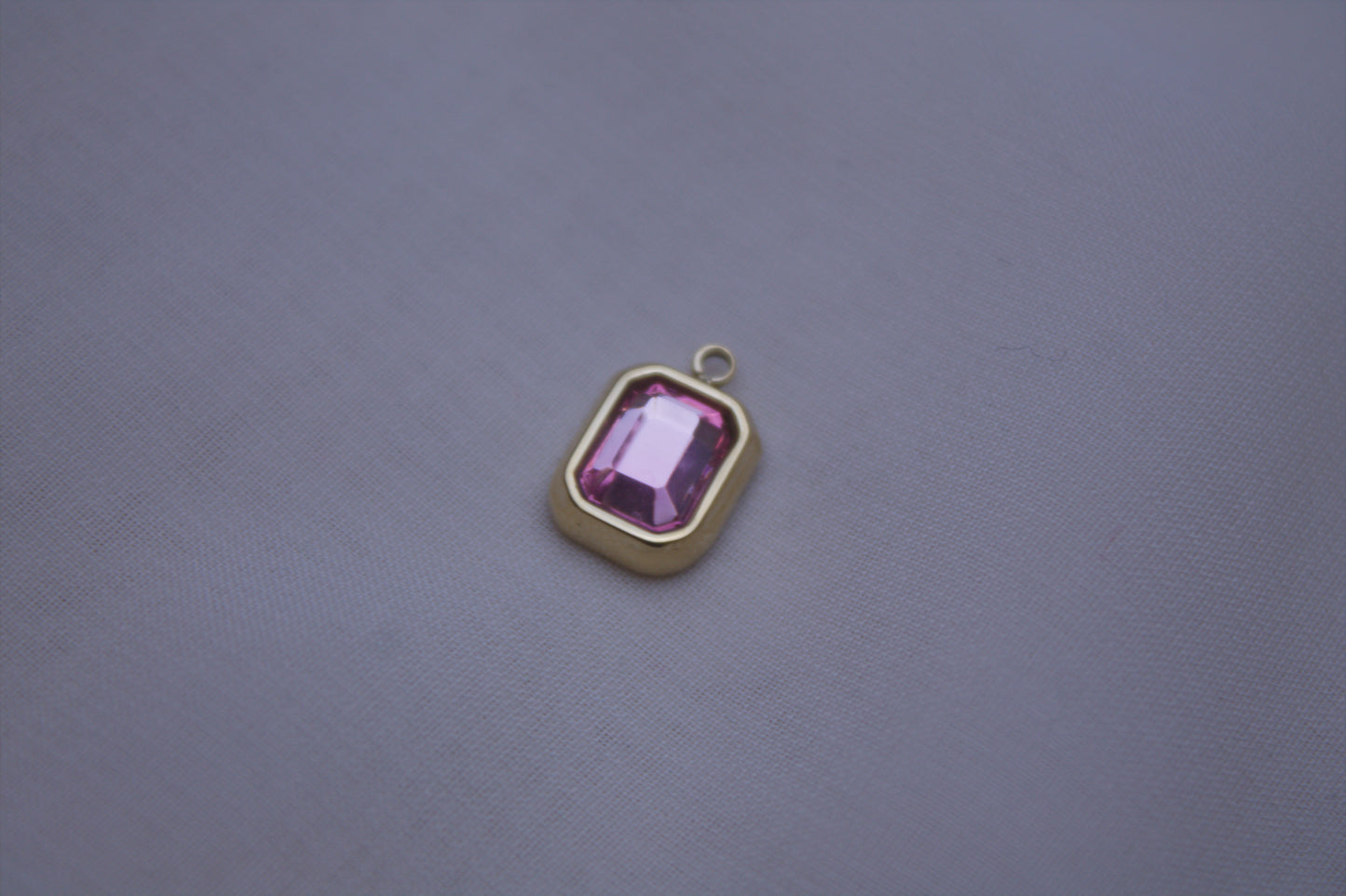Pink Gemstone Rectangle Charm