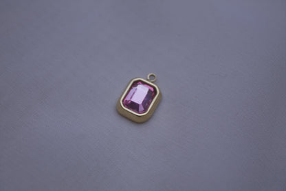 Pink Gemstone Rectangle Charm