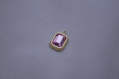 Pink Gemstone Rectangle Charm