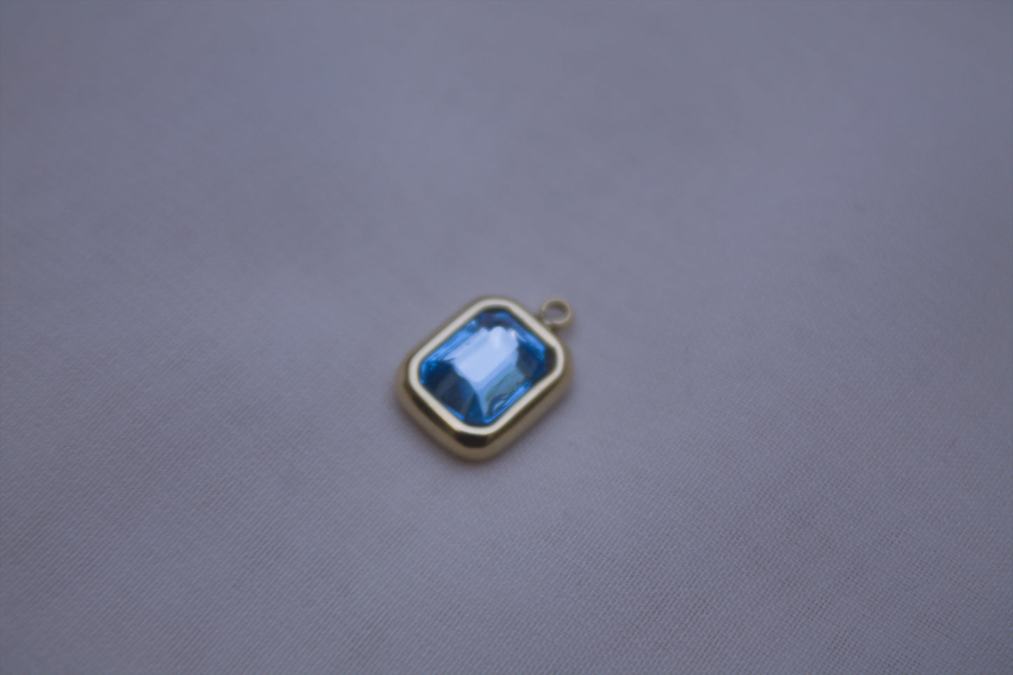 Blue Gemstone Rectangle Charm