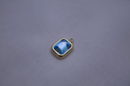 Blue Gemstone Rectangle Charm