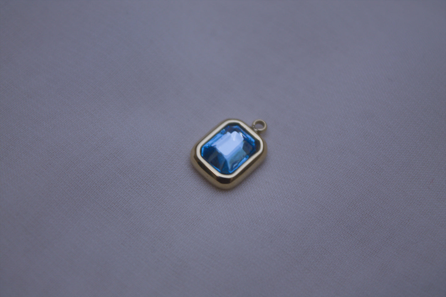Blue Gemstone Rectangle Charm