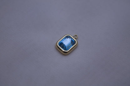 Blue Gemstone Rectangle Charm