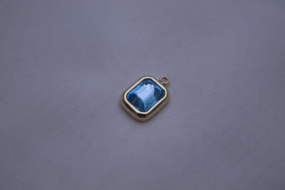 Blue Gemstone Rectangle Charm