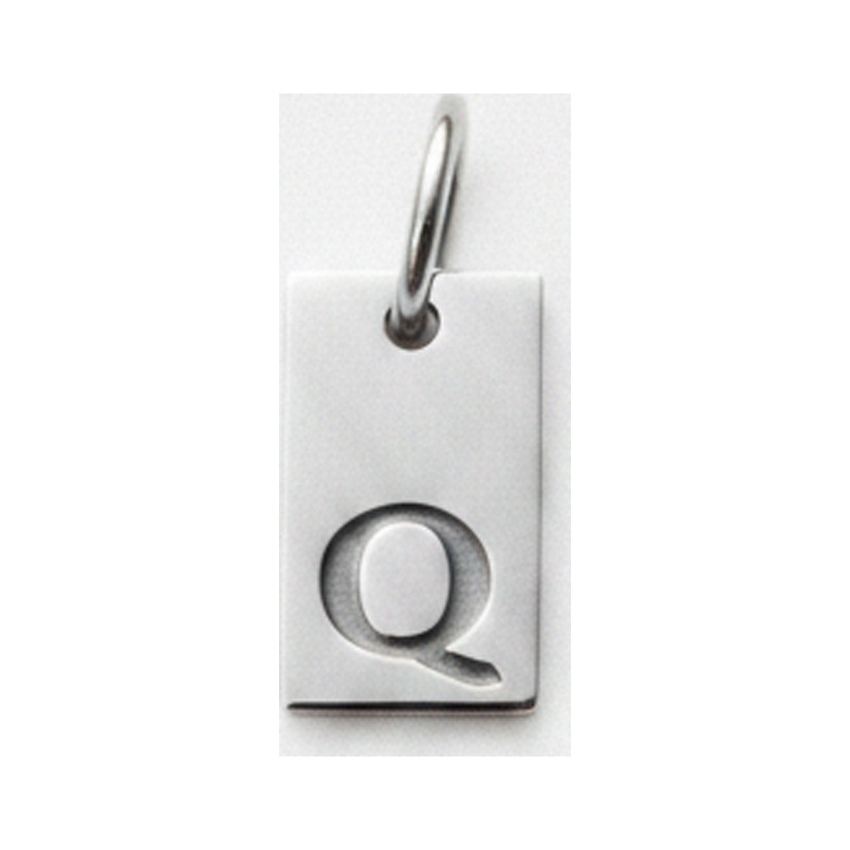 Square Initial Charm — Silver / Q