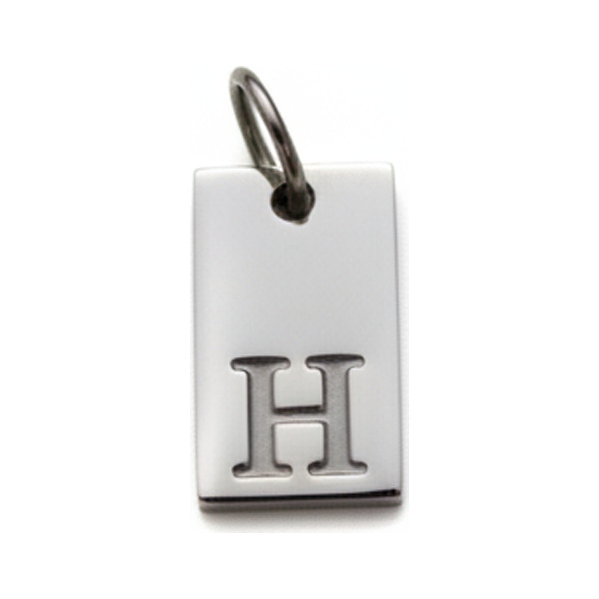 Square Initial Charm — Silver / H