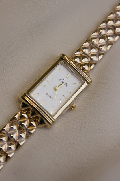 Lyntr Gold Rectangular Chainmail Watch (photo 12)