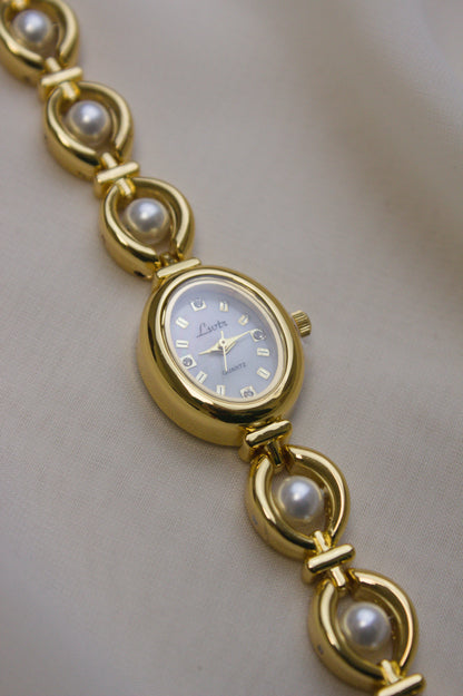 GEDI Gold Oval Pearl-Loop Watch (photo 10)