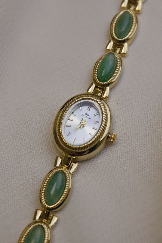 GEDI Gold Oval Jade-Loop Watch (photo 2)