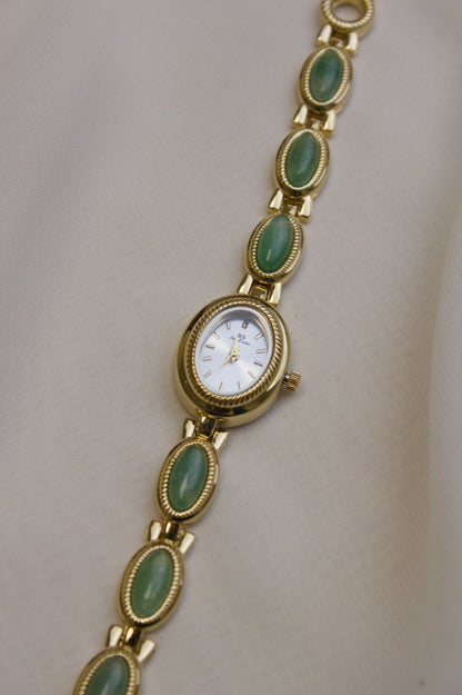GEDI Gold Oval Jade-Loop Watch (photo 3)
