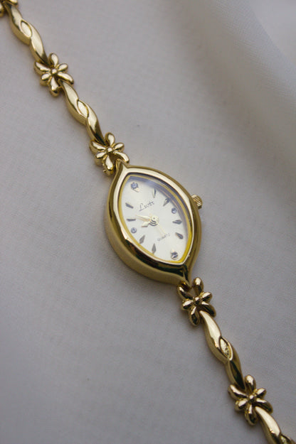 Marquise Gold Floral-Link Watch (photo 1)