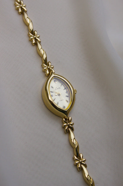 Marquise Gold Floral-Link Watch (photo 4)
